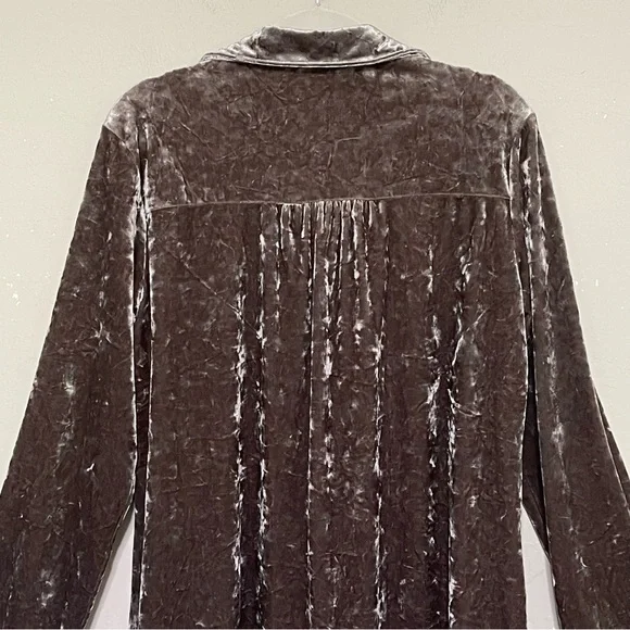 Andree By Unit Velvet Long Sleeve Brown Button Up Tunic Witchy Whimsigoth Size M - Picture 8 of 9